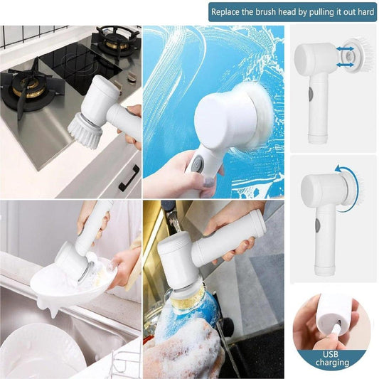 USB Rechargeable Electric Cleaning Brush for Bathroom & Kitchen