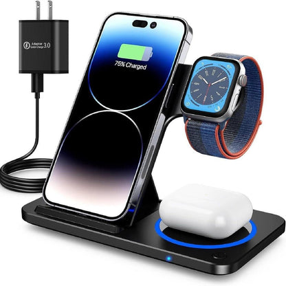 3-in-1 Magnetic Foldable Wireless Charger Stand – Fast Charging